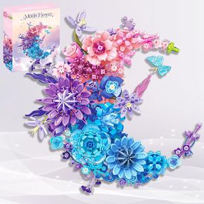 Flower Building Set of Crescent-Shaped, 977PCS Botanical Collection Set Compatible with Lego Flowers Flower Bouquet Botanical Collection for Wall Decoration or Home Décor Great Gift for Adults Kids
