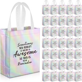 36 Pcs Thank You Reusable Gift Bags Employee Appreciation Gift Bags Sometimes You Forget You're Awesome Team Appreciation Gift for Employee Teacher Student Coworker Secretary Assistant Gift(Gold)