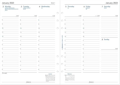 Filofax Calendar Diary Refill, A5 Size, Week-to-View with Appointments, White Paper, English, 2025 (C68521-25) in Saudi Arabia