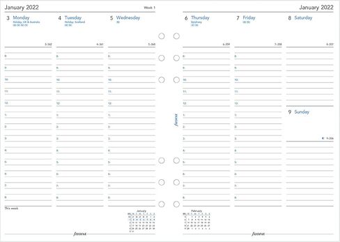 Filofax Calendar Diary Refill, A5 Size, Week-to-View with Appointments, White Paper, English, 2025 (C68521-25) in Saudi Arabia