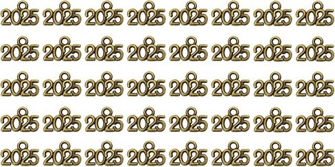 Shapenty Mini 2025 Charms Metal Year Signet 2025 DIY Pendant Charm Accessory Bulk for Bracelet Necklace Earring Keychain Craft Jewelry Making Christmas Graduation Party Decor, 40PCS in Saudi Arabia