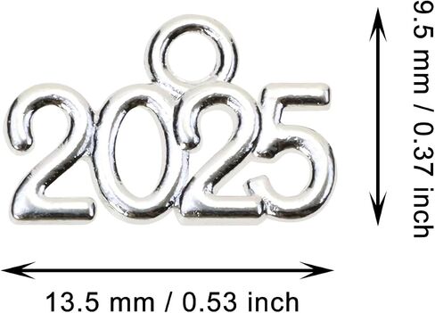 Shapenty Mini 2025 Charms Metal Year Signet 2025 DIY Pendant Charm Accessory Bulk for Bracelet Necklace Earring Keychain Craft Jewelry Making Christmas Graduation Party Decor, 40PCS in Saudi Arabia