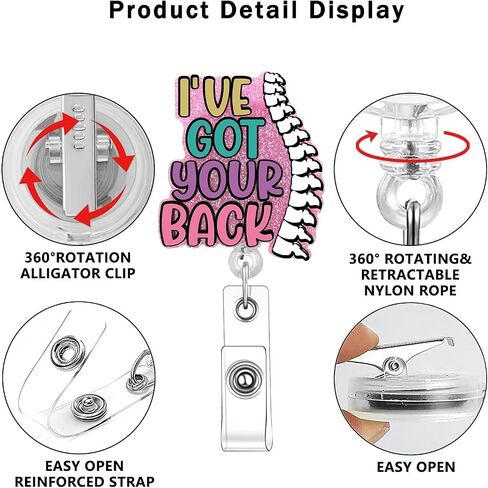 I've Got Your Back Pink 2pack Back and Body Hurts Badge Reel Retractable Funny Cute Badge Holder with Badge Reel ID Clip Name Tag Card Tag Card Badge Clip Acrylic Accessories Gifts Nurse in Saudi Arabia