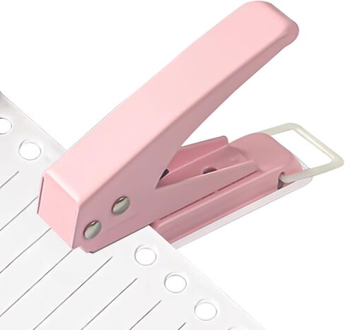 1/4" Single Hole Puncher, Heavy Duty Hole Puncher, Paper Punch 15 Sheet Capacity, Metal Hole Puncher for Id Card, Luggage Tag, Name Tag and Badge Holder,Pink in Saudi Arabia
