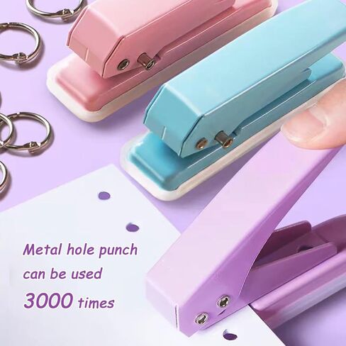 1/4" Single Hole Puncher, Heavy Duty Hole Puncher, Paper Punch 15 Sheet Capacity, Metal Hole Puncher for Id Card, Luggage Tag, Name Tag and Badge Holder,Pink in Saudi Arabia