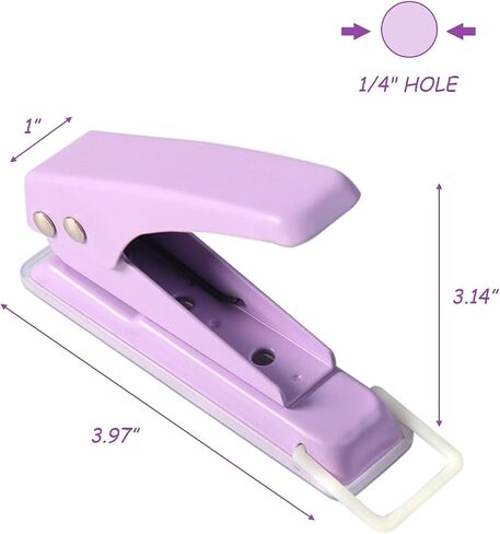 1/4" Single Hole Puncher, Heavy Duty Hole Puncher, Paper Punch 15 Sheet Capacity, Metal Hole Puncher for Id Card, Luggage Tag, Name Tag and Badge Holder,Pink in Saudi Arabia