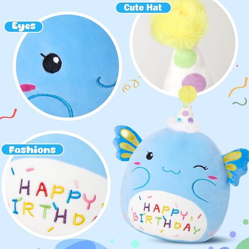 Light up Musical Happy Birthday Axolotl Plush Pillow,LED Stuffed Animals,Blue Axolotl Glowing Plush Toy,Light-up Singing Plush Birthday Gift for Toddler Boys Girls,14'' in Saudi Arabia