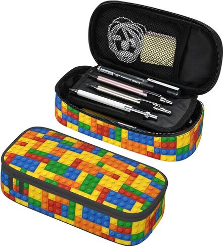 متعة الكتل الملونة قلم رصاص منظم قرطاسية قلم رصاص قلم رصاص كبيرة مع Zipper School Supplies حقيبة قلم رصاص للفتيات بويز مكتب in Kuwait