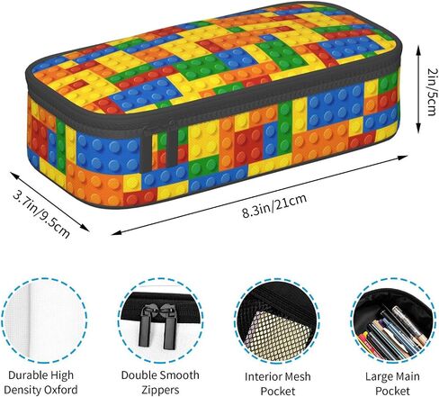 متعة الكتل الملونة قلم رصاص منظم قرطاسية قلم رصاص قلم رصاص كبيرة مع Zipper School Supplies حقيبة قلم رصاص للفتيات بويز مكتب in Kuwait
