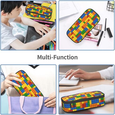 متعة الكتل الملونة قلم رصاص منظم قرطاسية قلم رصاص قلم رصاص كبيرة مع Zipper School Supplies حقيبة قلم رصاص للفتيات بويز مكتب in Kuwait