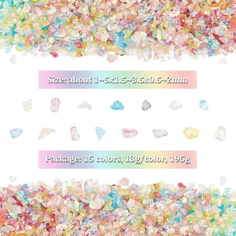 Olycraft 130g 10 ألوان 1 ~ 3mm راتنجات راتنج راتنجات ملونة لا توجد حبات زجاجية صغيرة من الزجاج الدقيق قطرات ماء قزحي in Kuwait