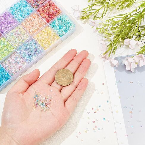 Olycraft 130g 10 ألوان 1 ~ 3mm راتنجات راتنج راتنجات ملونة لا توجد حبات زجاجية صغيرة من الزجاج الدقيق قطرات ماء قزحي in Kuwait