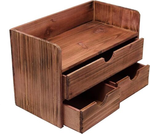 منظم مكتب مكاتب خشبي ريفي خمر ورفع بريد لسطح المكتب أو الطاولة أو العداد - الخشب المشهور - للوازم المكتبي أو الملحقات المكتبية أو البريد - البارنوود in Kuwait
