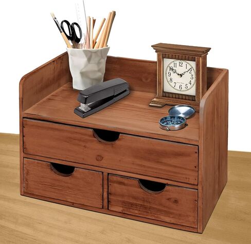 منظم مكتب مكاتب خشبي ريفي خمر ورفع بريد لسطح المكتب أو الطاولة أو العداد - الخشب المشهور - للوازم المكتبي أو الملحقات المكتبية أو البريد - البارنوود in Kuwait
