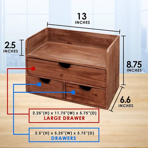 منظم مكتب مكاتب خشبي ريفي خمر ورفع بريد لسطح المكتب أو الطاولة أو العداد - الخشب المشهور - للوازم المكتبي أو الملحقات المكتبية أو البريد - البارنوود in Kuwait