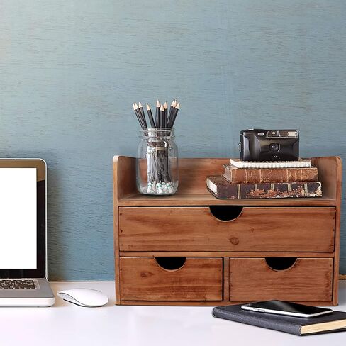 منظم مكتب مكاتب خشبي ريفي خمر ورفع بريد لسطح المكتب أو الطاولة أو العداد - الخشب المشهور - للوازم المكتبي أو الملحقات المكتبية أو البريد - البارنوود in Kuwait