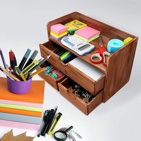 منظم مكتب مكاتب خشبي ريفي خمر ورفع بريد لسطح المكتب أو الطاولة أو العداد - الخشب المشهور - للوازم المكتبي أو الملحقات المكتبية أو البريد - البارنوود in Kuwait