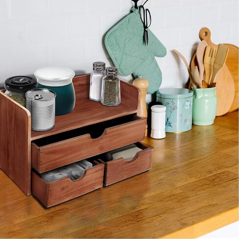 منظم مكتب مكاتب خشبي ريفي خمر ورفع بريد لسطح المكتب أو الطاولة أو العداد - الخشب المشهور - للوازم المكتبي أو الملحقات المكتبية أو البريد - البارنوود in Kuwait