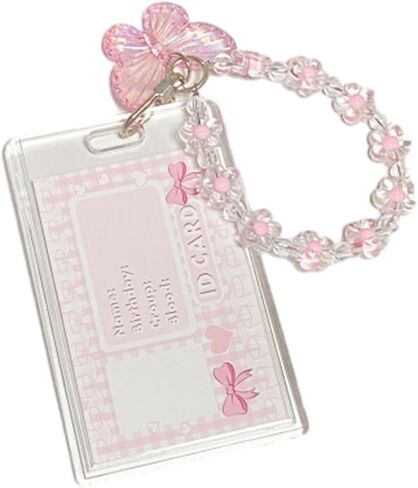 Kpop Photocard Holder Keychain, Cute Acrylic Butterfly Photo Card Holder for Kpop Album Card (No Photocard) (Pink) in Saudi Arabia