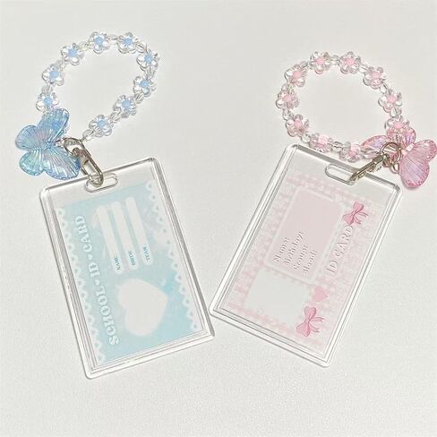 Kpop Photocard Holder Keychain, Cute Acrylic Butterfly Photo Card Holder for Kpop Album Card (No Photocard) (Pink) in Saudi Arabia