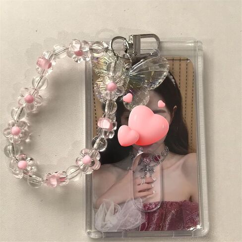 Kpop Photocard Holder Keychain, Cute Acrylic Butterfly Photo Card Holder for Kpop Album Card (No Photocard) (Pink) in Saudi Arabia