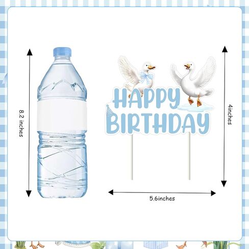 Goose Happy Birthday Cake Topper Goose Birthday Party Decoration Blue Bow Goose Cake Topper Farm Animal Cake Pick Silly Goose Cake Decoration for Boys Birthday Party Supplies in Saudi Arabia