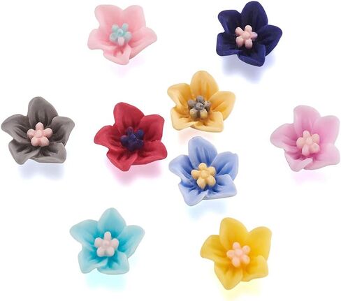 Beadthoven 50pcs 18mm Enamel Daisy Flower Cabochons No Hole Golden Metal Floral Blossom Cameo Cabochon Charm Beads for DIY Jewelry Making Supplies in Saudi Arabia