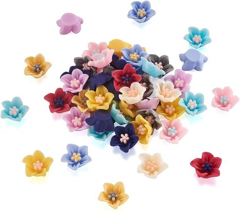 Beadthoven 50pcs 18mm Enamel Daisy Flower Cabochons No Hole Golden Metal Floral Blossom Cameo Cabochon Charm Beads for DIY Jewelry Making Supplies in Saudi Arabia