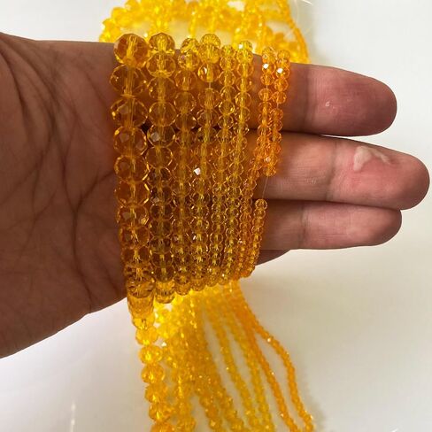 780pcs حبات زجاجية بروليت لصناعة المجوهرات ، 3-10 ملم من الزجاج الكريستالي الصفراء المصنوعة من الأساور ، روندللي كريستال ، حبات فضفاضة كبيرة لخبراء النبيذ ، ورياح ، in Kuwait