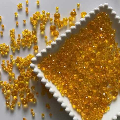 780pcs حبات زجاجية بروليت لصناعة المجوهرات ، 3-10 ملم من الزجاج الكريستالي الصفراء المصنوعة من الأساور ، روندللي كريستال ، حبات فضفاضة كبيرة لخبراء النبيذ ، ورياح ، in Kuwait