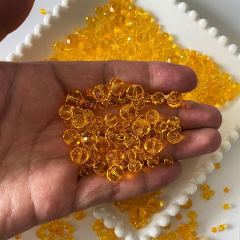 780pcs حبات زجاجية بروليت لصناعة المجوهرات ، 3-10 ملم من الزجاج الكريستالي الصفراء المصنوعة من الأساور ، روندللي كريستال ، حبات فضفاضة كبيرة لخبراء النبيذ ، ورياح ، in Kuwait