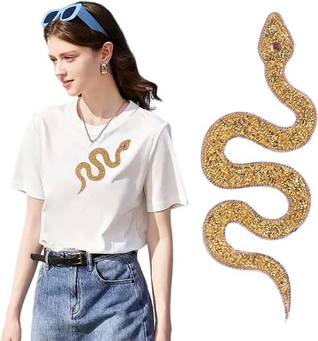 Totelux Snake Iron on Patches Sparkly Rhinestone Patches Grage Snake Jewels Gems for comple in Kuwait