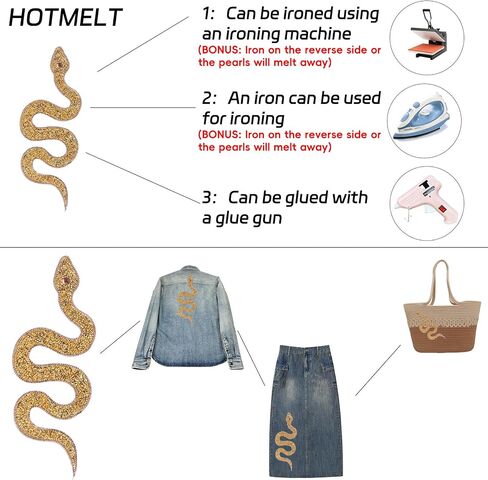 Totelux Snake Iron on Patches Sparkly Rhinestone Patches Grage Snake Jewels Gems for comple in Kuwait