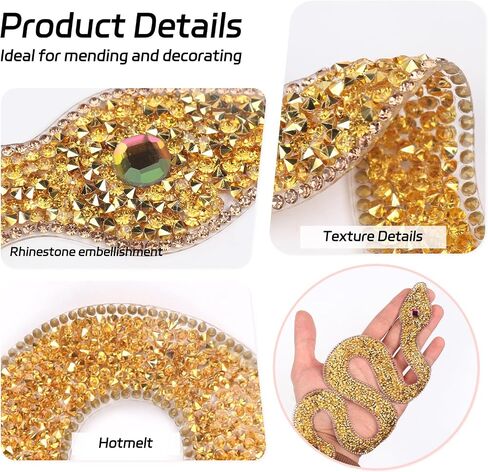 Totelux Snake Iron on Patches Sparkly Rhinestone Patches Grage Snake Jewels Gems for comple in Kuwait