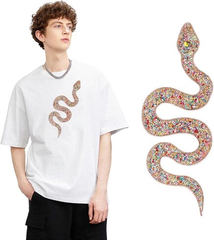 Totelux Snake Iron on Patches Sparkly Rhinestone Patches Grage Snake Jewels Gems for comple in Kuwait