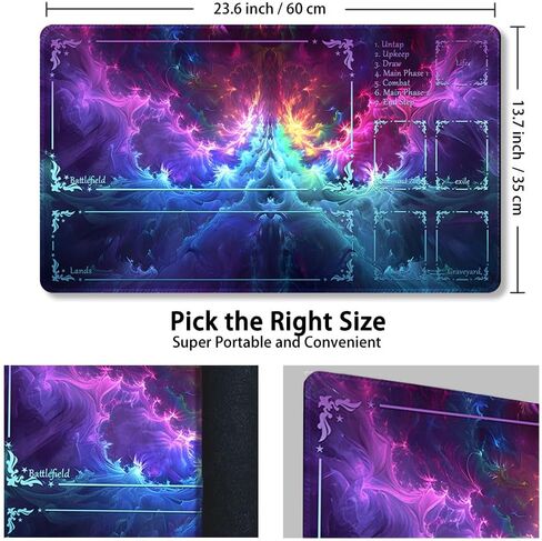 Durable MTG Playmat TCG Playmat with Zone and Locking Edges for MTG Gaming - Includes Waterproof Storage Bag (playmat (20),Without Zone) in Saudi Arabia
