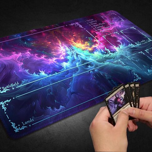 Durable MTG Playmat TCG Playmat with Zone and Locking Edges for MTG Gaming - Includes Waterproof Storage Bag (playmat (20),Without Zone) in Saudi Arabia