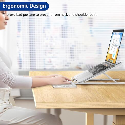 BESIGN LS01 Pro Ergonomic Laptop Stand, Plastic Laptop Riser, Portable and Adjustable Notebook Computer Holder Compatible with 10-15.6" Laptops (Black) in Kuwait