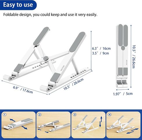BESIGN LS01 Pro Ergonomic Laptop Stand, Plastic Laptop Riser, Portable and Adjustable Notebook Computer Holder Compatible with 10-15.6" Laptops (Black) in Kuwait