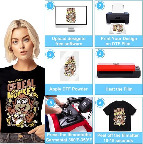 A4 DTF Transfer Film, Double Sided DTF Sheets Film 8.3"x11.7", Matte DTF Paper for White and Dark Fabric T Shirts, DTF Transfer Paper Compatible with DTF Inkjet Printers(A4-35 Sheets) in Saudi Arabia