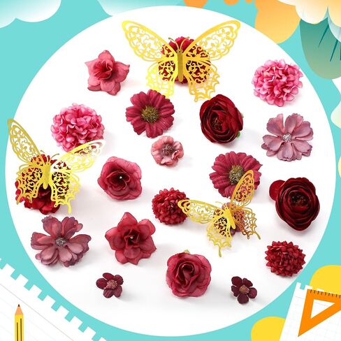Gilprop Graduation Grad Cap Decorations Set DIY Glitter Card Stock Stock Paper Bow Flower Heads 3D Butterfly Stickers Rhinestons Letter Dots Leshesive Dots for Grad Hat (Red) in Kuwait