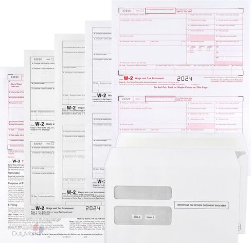 W2 Tax Forms 2025 IRS-Compatible 4 Part W2 Forms for 10 Employees - Compatible with Quickbooks Software & Laser, Inkjet Printers - 3 W3 Forms incuded, and 10 Self-Sealing Envelopes in Saudi Arabia