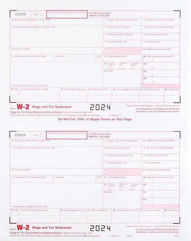 W2 Tax Forms 2025 IRS-Compatible 4 Part W2 Forms for 10 Employees - Compatible with Quickbooks Software & Laser, Inkjet Printers - 3 W3 Forms incuded, and 10 Self-Sealing Envelopes in Saudi Arabia
