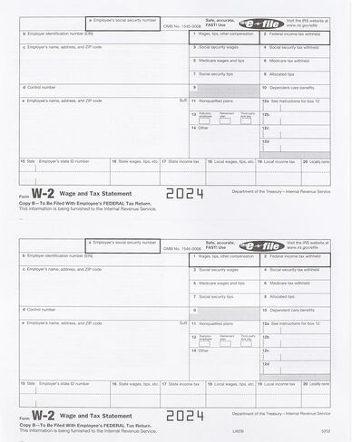 W2 Tax Forms 2025 IRS-Compatible 4 Part W2 Forms for 10 Employees - Compatible with Quickbooks Software & Laser, Inkjet Printers - 3 W3 Forms incuded, and 10 Self-Sealing Envelopes in Saudi Arabia