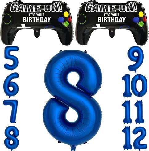 Navy Blue Video Game Party Supplies Boys 10th Birthday Party Decorations- 2 Packs Game On Balloons with Dark Blue Number 10 Balloon in Kuwait