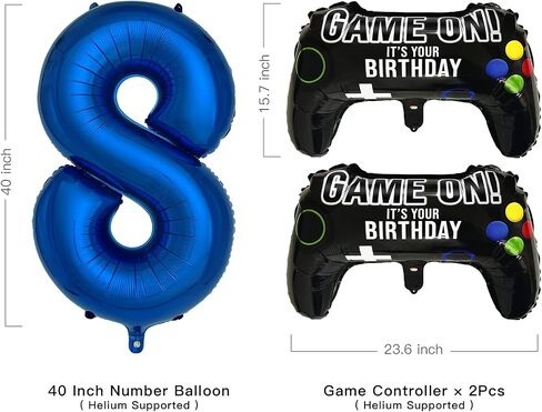 Navy Blue Video Game Party Supplies Boys 10th Birthday Party Decorations- 2 Packs Game On Balloons with Dark Blue Number 10 Balloon in Kuwait