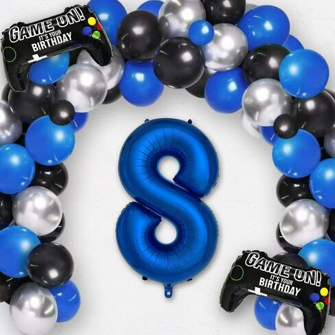 Navy Blue Video Game Party Supplies Boys 10th Birthday Party Decorations- 2 Packs Game On Balloons with Dark Blue Number 10 Balloon in Kuwait