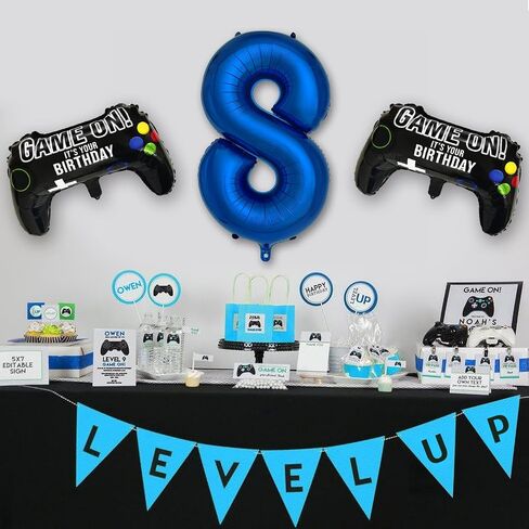 Navy Blue Video Game Party Supplies Boys 10th Birthday Party Decorations- 2 Packs Game On Balloons with Dark Blue Number 10 Balloon in Kuwait