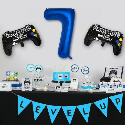 Navy Blue Video Game Party Supplies Boys 10th Birthday Party Decorations- 2 Packs Game On Balloons with Dark Blue Number 10 Balloon in Kuwait