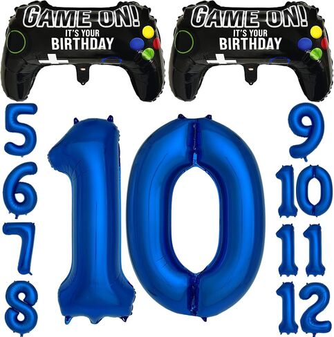 Navy Blue Video Game Party Supplies Boys 10th Birthday Party Decorations- 2 Packs Game On Balloons with Dark Blue Number 10 Balloon in Kuwait